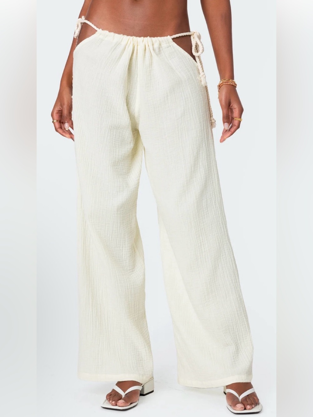 Edikted Leoni Side Tie Cotton Gauze Pants